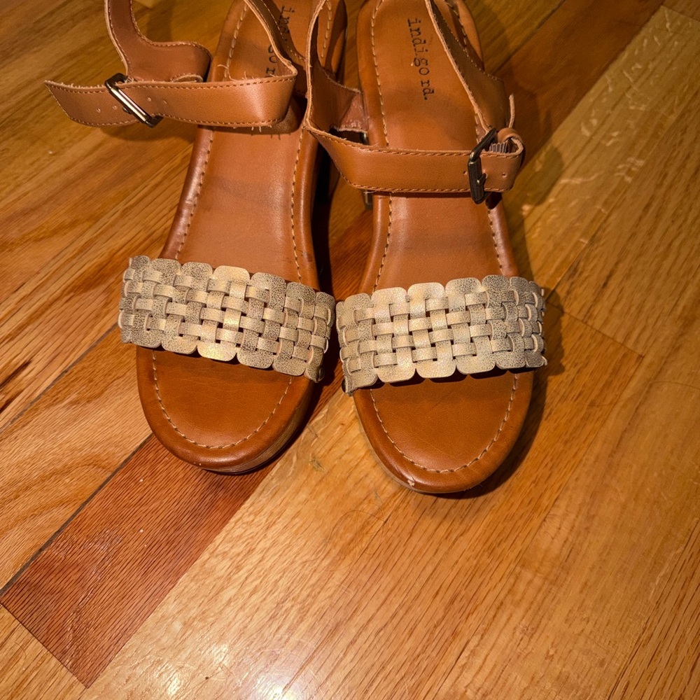 Indigo Brown Woven Strap Sandals